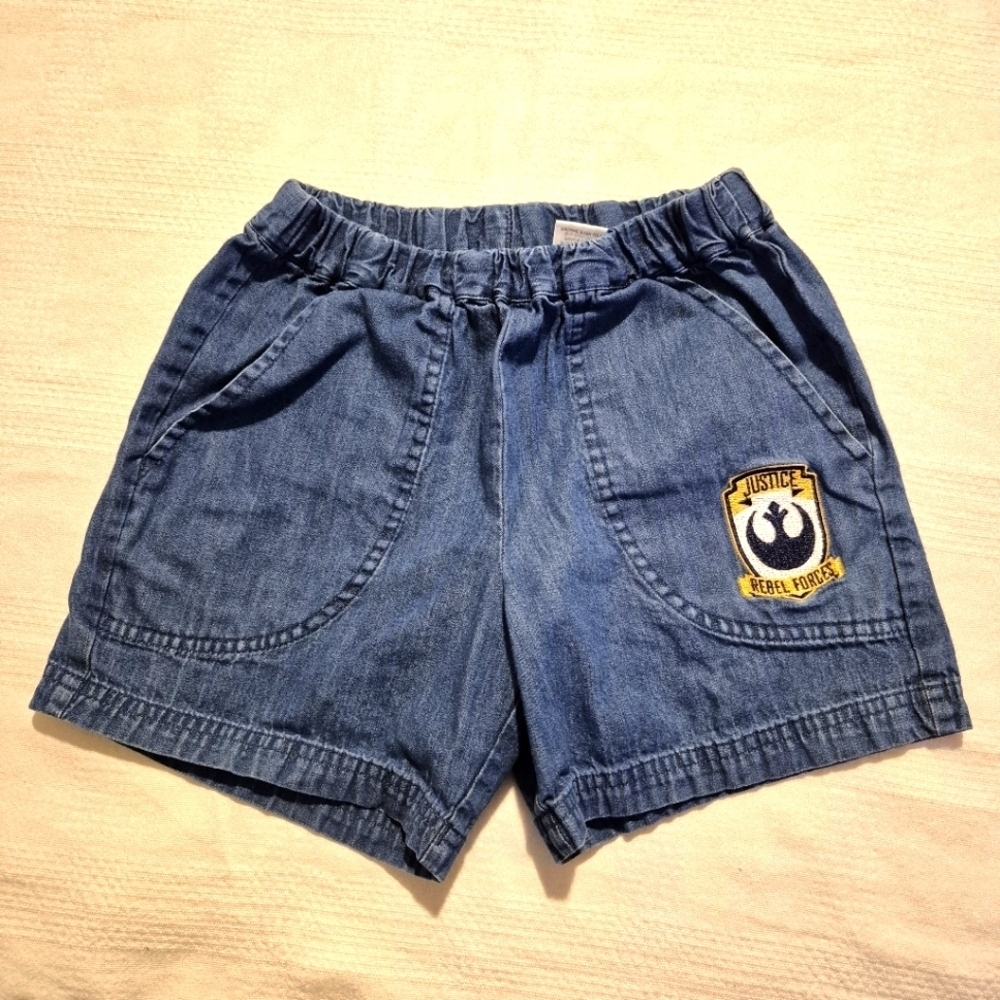 Hanna Andersson girls size 130 or 8 chambray jean shorts Star Wars line VGUC